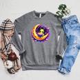 Alien Reading Book UFO Moon Space Astronomy Raglan Sleeve Sweatshirt Deep Heather