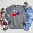 Anglerfish Reading Book Raglan Sleeve Sweatshirt Deep Heather