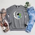 Astronaut Alien Reading Book Moon Space Raglan Sleeve Sweatshirt Deep Heather