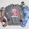 Axolotl Reading Book Readsalotl Kawaii Axolotl Book Bookworm Raglan Sleeve Sweatshirt Deep Heather
