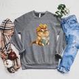 Baby Crocodile Small Book Reading Reptile Graphic Portrait Raglan Sleeve Sweatshirt Deep Heather