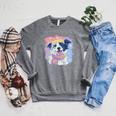 Baby Goat Small Book Reading Animal Lover Graphic Portrait Comfort Colors Crop Top Raglan Sleeve Sweatshirt Deep Heather