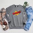 BANG Comic Book Cartoon Pop Art Vintage Raglan Sleeve Sweatshirt Deep Heather