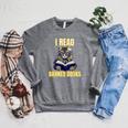 Banned Books Cat Reader Anti-Censorship Raglan Sleeve Sweatshirt Deep Heather