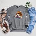 Basset Hound Books Dog Breed Graphic Raglan Sleeve Sweatshirt Deep Heather Basset Hound Books Dog Breed Graphic Raglan Sleeve Sweatshirt Deep Heather
