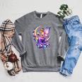 Beautiful Book Fairy Reading Crescent Moon Gothic Bookish Raglan Sleeve Sweatshirt Deep Heather