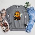 Bee Reading Book Lover Raglan Sleeve Sweatshirt Deep Heather
