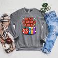 Best Teacher Ever Cute Apple Books School Classroom Vibes Raglan Sleeve Sweatshirt Deep Heather