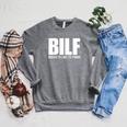 BILF Books I'd Like To Finish Humorous Book Lover Pun Raglan Sleeve Sweatshirt Deep Heather