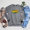 BOING Pop Art Comic Book Speech Bubbles Street Graffiti Art Raglan Sleeve Sweatshirt Deep Heather