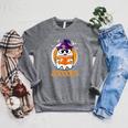 Boo Boooks Ghost Book Reading Halloween 2025 Teacher Raglan Sleeve Sweatshirt Deep Heather
