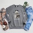 Boo Skeleton Skull Books Halloween Women School Teacher Kid Raglan Sleeve Sweatshirt Deep Heather