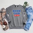 Book Fair Vibes Kids Retro Book Fair Book Lover Raglan Sleeve Sweatshirt Deep Heather