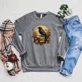 Book Lover Ideas Raven Reading Book Occult Crow Raglan Sleeve Sweatshirt Deep Heather