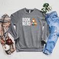 Book Nerd Book Lover Raglan Sleeve Sweatshirt Deep Heather