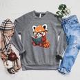 Book Reading Red Panda Reader Animal Cute Red Panda Premium Tri-Blend Raglan Sleeve Sweatshirt Deep Heather