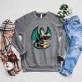 Books Dragon Reading Book Lover Raglan Sleeve Sweatshirt Deep Heather