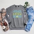 Books Peace Love Bookworm Book Nerd Book Lover Reading Raglan Sleeve Sweatshirt Deep Heather