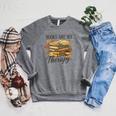 Books Are My Therapy Vintage Book Lover Daisy Art Raglan Sleeve Sweatshirt Deep Heather