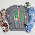 Books US American Flag One Lucky Librarian St Patrick's Day For Women Kids Men Raglan Sleeve Sweatshirt Deep Heather