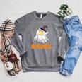 Booooks Funny Halloween Cute Ghost Book Reading Raglan Sleeve Sweatshirt Deep Heather