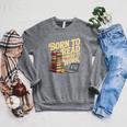 Born To Read Forced To Work Book Fair Vibes Book Lover Raglan Sleeve Sweatshirt Deep Heather