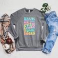 Bruh Return Your Books Librarian School Library Raglan Sleeve Sweatshirt Deep Heather