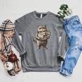 Cat Book Lover Reading Men Women Kids Raglan Sleeve Sweatshirt Deep Heather