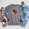 Cat Kitten Wildflower Book Pet Owner Librarian Raglan Sleeve Sweatshirt Deep Heather