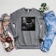 Cat Reading Book Retro Cat Photo Humor Raglan Sleeve Sweatshirt Deep Heather