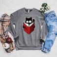Cat Reads Book How To Live With Humans Raglan Sleeve Sweatshirt Deep Heather