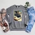 Cat Teacher Student School Last Day Books First 100th Day Raglan Sleeve Sweatshirt Deep Heather