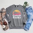 Cats And Books Or Women's Cat And Book Raglan Sleeve Sweatshirt Deep Heather