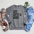 Cats Coffee And Books Raglan Sleeve Sweatshirt Deep Heather Cats Coffee And Books Raglan Sleeve Sweatshirt Deep Heather