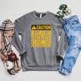 Caution I May Start Talking About Books Raglan Sleeve Sweatshirt Deep Heather