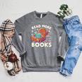 Christmas Teacher Shirt Read More Books Women Raglan Sleeve Sweatshirt Deep Heather