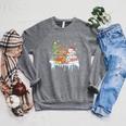 Christmas Tree Snowman Reindeer Book Stack Librarian Raglan Sleeve Sweatshirt Deep Heather