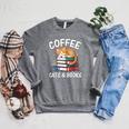 Coffee Cats And Books Cute Kitten Reading Raglan Sleeve Sweatshirt Deep Heather Coffee Cats And Books Cute Kitten Reading Raglan Sleeve Sweatshirt Deep Heather