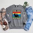 Cool Kids Read Books Retro Reading Vintage Raglan Sleeve Sweatshirt Deep Heather