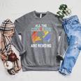 All The Cool Kids Are Reading For a Book Lovers Raglan Sleeve Sweatshirt Deep Heather