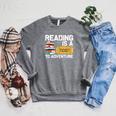 Cool Reading For Men Women Read Books Library Book Lovers Raglan Sleeve Sweatshirt Deep Heather