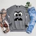 Creepy Face Carrot Halloween Book Character Costume Raglan Sleeve Sweatshirt Deep Heather Creepy Face Carrot Halloween Book Character Costume Raglan Sleeve Sweatshirt Deep Heather