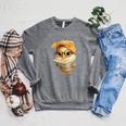 Cute Chick Reading Book Bandana Premium Tri-Blend Raglan Sleeve Sweatshirt Deep Heather