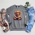 Cute Dog Golden Retriever Reading Book Raglan Sleeve Sweatshirt Deep Heather Cute Dog Golden Retriever Reading Book Raglan Sleeve Sweatshirt Deep Heather