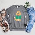 Cute Dog Reading A Human Training Book Dog Raglan Sleeve Sweatshirt Deep Heather