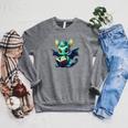 Cute Dragon With Book Raglan Sleeve Sweatshirt Deep Heather