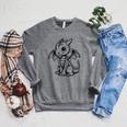 Cute Kawaii Dragon Coloring Book Art Color In Raglan Sleeve Sweatshirt Deep Heather