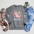 Cute Kawaii Readsolotl Axolotl Reading Book Pun Raglan Sleeve Sweatshirt Deep Heather