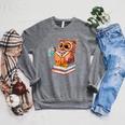 Cute Owl Reading Book And Drinking Tea Reading Rat Bookworm Raglan Sleeve Sweatshirt Deep Heather