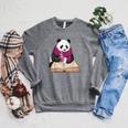 Cute Panda With Book And Hot Cocoa Reading Raglan Sleeve Sweatshirt Deep Heather Cute Panda With Book And Hot Cocoa Reading Raglan Sleeve Sweatshirt Deep Heather
